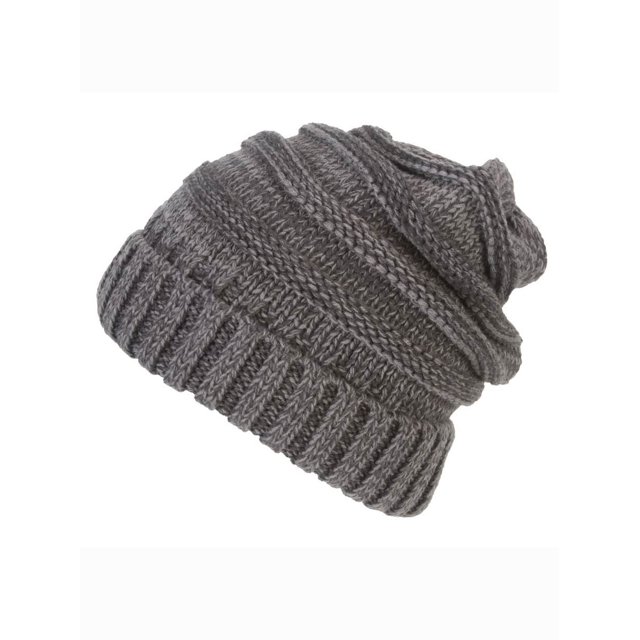 Gravity Threads Trendy Oversized Chunky Soft Beanie + Winter Gloves - Grey