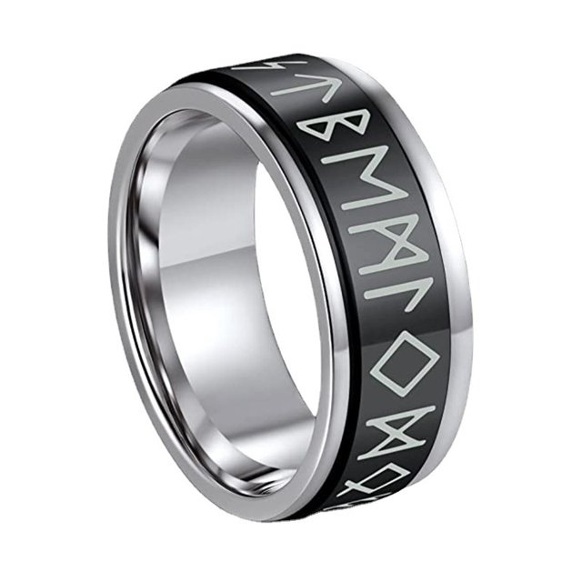 Anillo giratorio de acero inoxidable europeo y americano Anillo de moda de tótem simple personalizado de acero de titanio