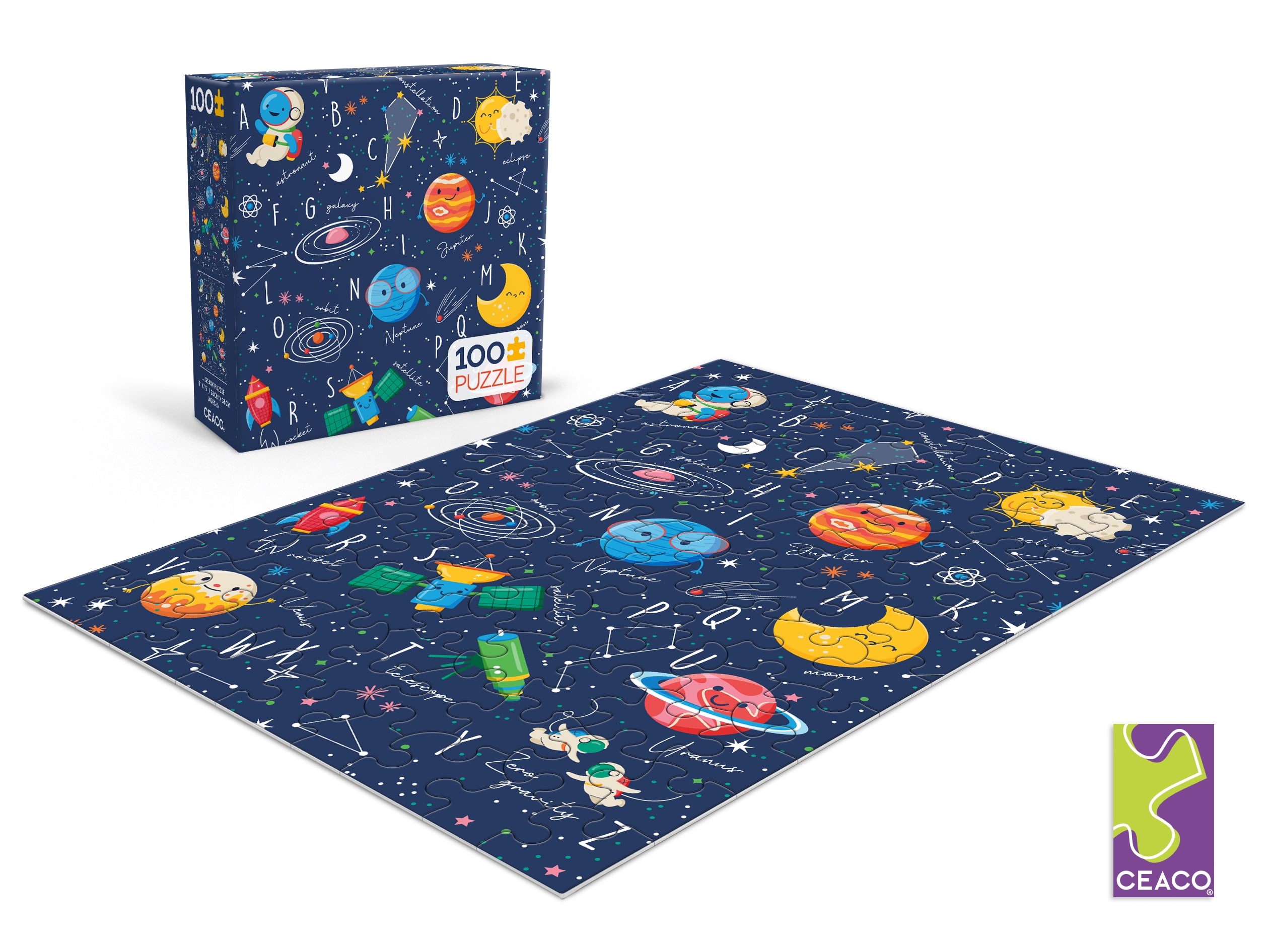 Ceaco 100 Piece Space Friends (Andrea Jasid Grassi) Interlocking Jigsaw Puzzle