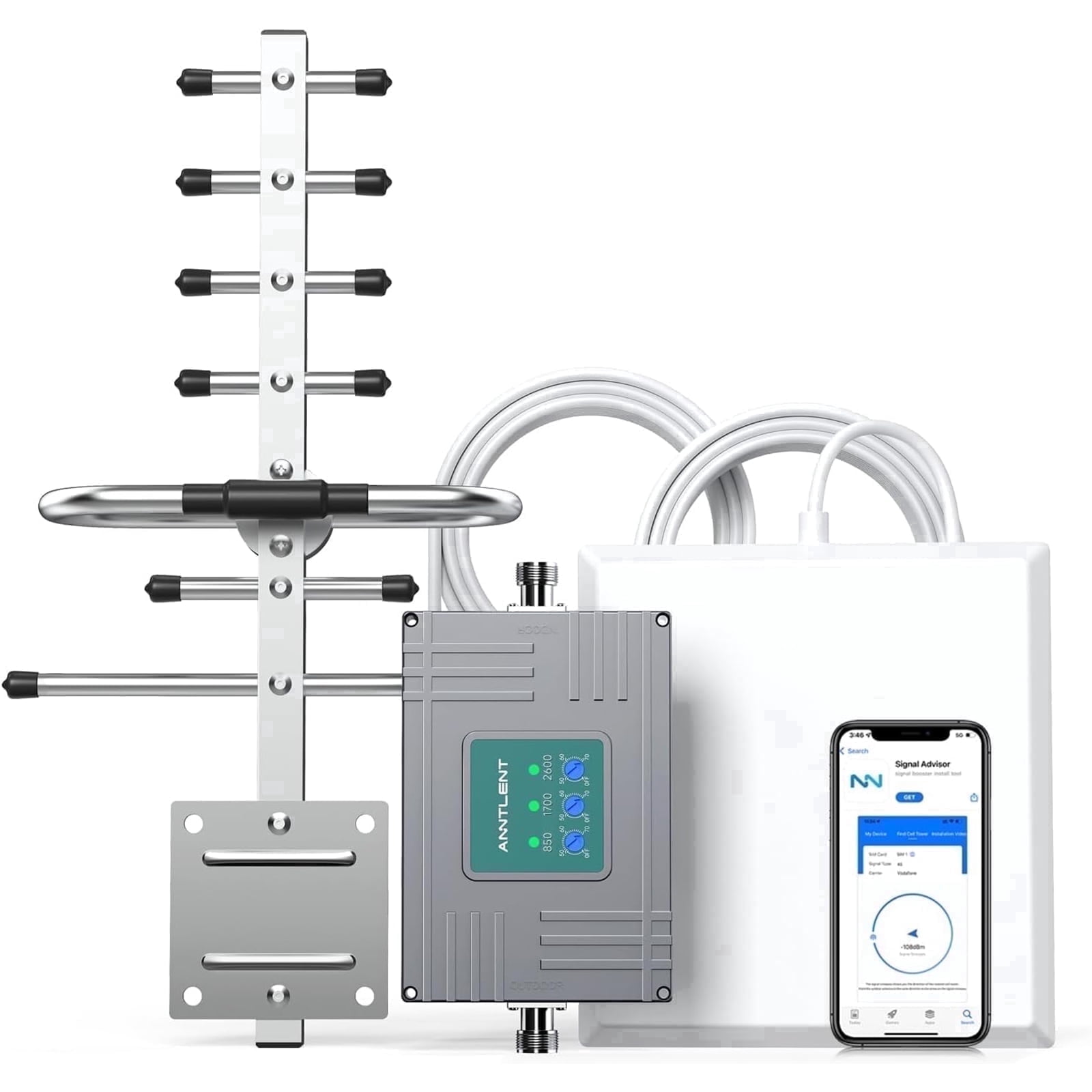 Cell Phone Booster, Boost 4G/5G Signal up to 4500Sq ft, Support band 5/12/13/17, FCC Approved