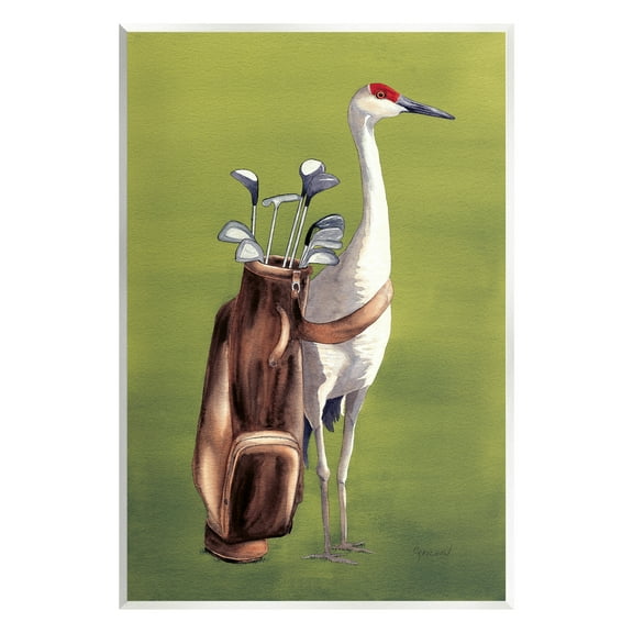 Stupell Industries Crane Bird with Golf Clubs Animals & Insects Painting Unframed Art Print Wall Art, 10 x 15