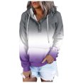 thumbnail image 2 of Women's Street Style Color Changing Hoodie Autumn Winter Fashion Button Collar Drawstring Casual Sports Sweatshirt, 2 of 5