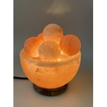 NatureBoost NB Himalayan Pink Salt Lamp Bowl with Salt Balls – Hand-Carved Crystal Rock Salt Lamp with Dimmer Switch & 2 Bulbs – Authentic from Pakistan – Soothing Amber Glow for Home & Office Décor
