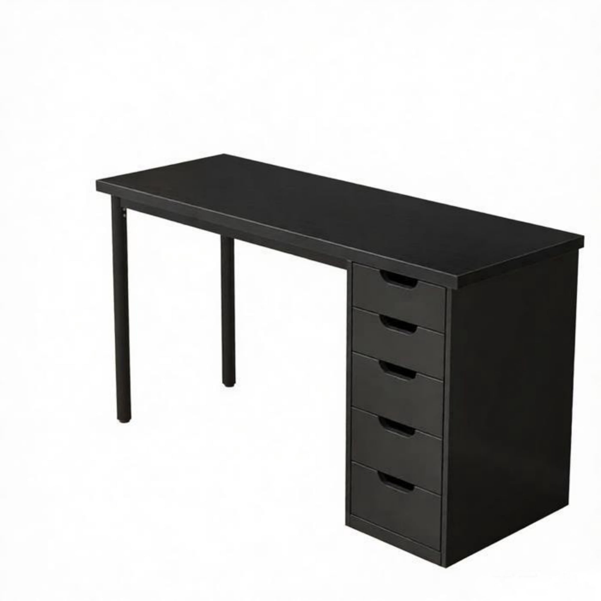Modern Computer Desk, 47" Writing Desk with 5 Reversible Storage Drawers for Home Office