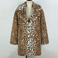 thumbnail image 2 of Ofreoo Winter Coats for Women Faux Fur Collar Classic Leopard Medium Long Jacket,Holiday,Wedding,Party The Hottest Gifts, 2 of 8