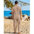 thumbnail image 5 of COOFANDY Mens White Outfit Summer Beach Outfits for Men Casual Short Sleeve Shirts and Pants Sets, 5 of 6