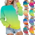thumbnail image 2 of EQWLJWE Womens 2023 Hooded Snap Button Collar Gradient Drawstring Hoodies Pullover Sweatshirts Fall Long Sleeve Tops Shirts with Pocket Plus Size Oversized Sweatshirts For Women Halloween, 2 of 3