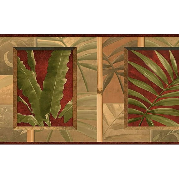 878934 Tropical Leaves Wallpaper Border NL57001b