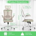 thumbnail image 6 of Desk Office Chair, Ergonomic High Back  Computer Chairs with Wheels, Swivel Gaming Home Mesh Chair Comfortable Lumbar Support,  Arms for Study, Home,Bedroom（Khaki）, 6 of 7