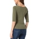 thumbnail image 3 of CAMISETAS CASUAL DE MUJER CON MANGAS ALBERTAS Y CUELLO BARCO, AJUSTE SLIM, COLOR VERDE OLIVA, TALLA XL, 3 of 6