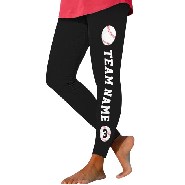 Gibobby Leggings Afelpados Mujer Leggings con estampado béisbol para mujer que las polainas para correr, yoga, gimnasio y entrenamiento(Blanco, L)