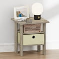 thumbnail image 2 of Furinno TIDUR Open Shelf Nightstand with Storage Bin. End Table. Sonoma Oak, 2 of 5
