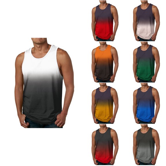 Abtuhar Men Summer Casual Loose Sport Workout Round-Neck Oversized Tank Top,White,XXXXXL