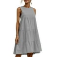 thumbnail image 1 of B91xZ Robes Babydoll pour Femmes Robes d'Été Sans Manches Décontractées Col en V Robe de Fête Florale, Gris G, 1 of 5
