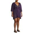 thumbnail image 3 of Time and Tru Women's Plus Size Solid Crochet Swimsuit Coverup, 3 of 6