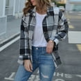 thumbnail image 5 of JGNGSHN Women's Plaid Shacket Jacket Trendy Casual Long Sleeve Button Down Flannel Shirts Fashion Cardigan, 5 of 9
