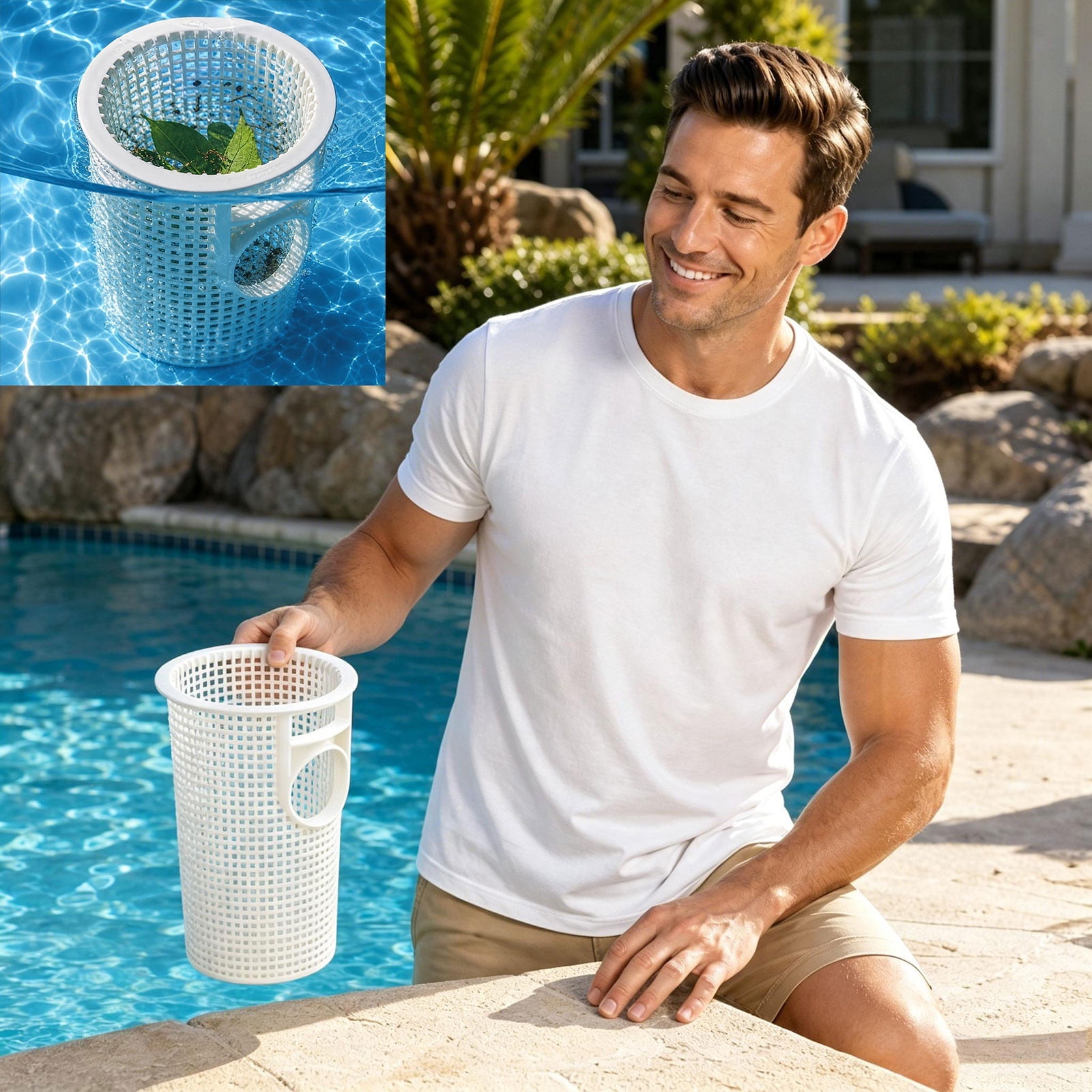 Pool Skimmer Basket Replacement Swimming Pool Skimmer Basket with Built-in Handle Durable Plastic Skimmer Basket for Above Ground and Inground Pools Pool Filter Basket Accessory