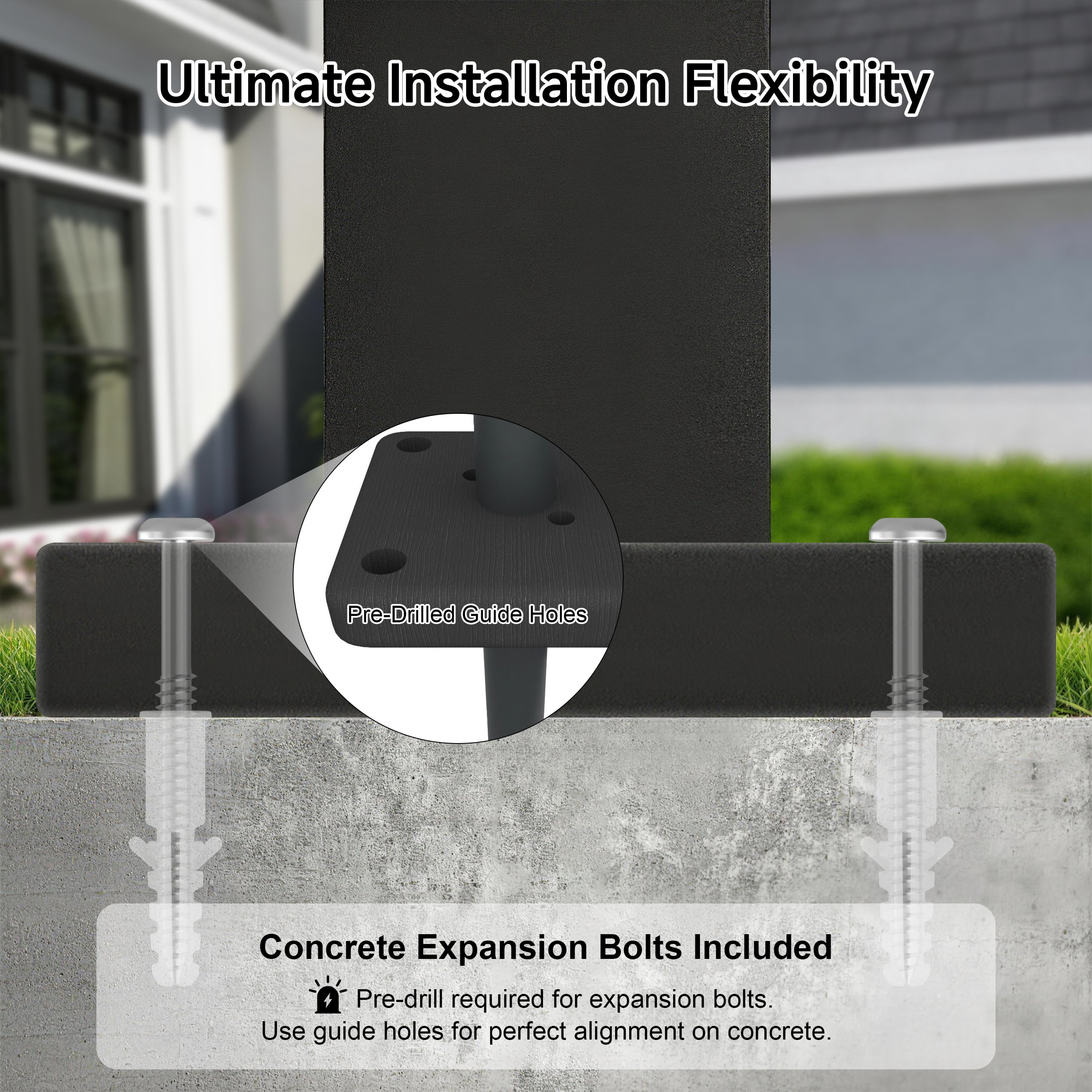 HDPE Outdoor Privacy Screen Fence Panel, 38"W x 48"H (2 Panels) AC Unit & Trash Can Enclosure, Weather-Resistant Privacy Wall with Ground Stakes & Base Plates