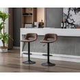 thumbnail image 2 of Guyou Modern Swivel Leather Bar Stools Set of 2, Adjustable Height Kitchen Island Chairs with Hollow Back, Brown, 2 of 13