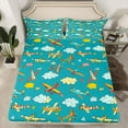 thumbnail image 2 of Feelyou Kawaii Vehicle Aircraft Full Size Sheets, Vintage Cartoon Helicopter Bed Sheets, Teens Kids Boys Girls Sheet Sets, Breathable Home Decor, 4 Pieces, 2 of 7