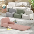 thumbnail image 2 of Para niños' 2-in-1 convertible sofa chair in rosa - soft teddy fleece fabric, fold-out couch lounger, perfect para playroom, nursery, o as a birthday gift, 2 of 7