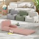 thumbnail image 2 of Para niños' 2-in-1 convertible sofa chair in rosa - soft teddy fleece fabric, fold-out couch lounger, perfect para playroom, nursery, o as a birthday gift, 2 of 7