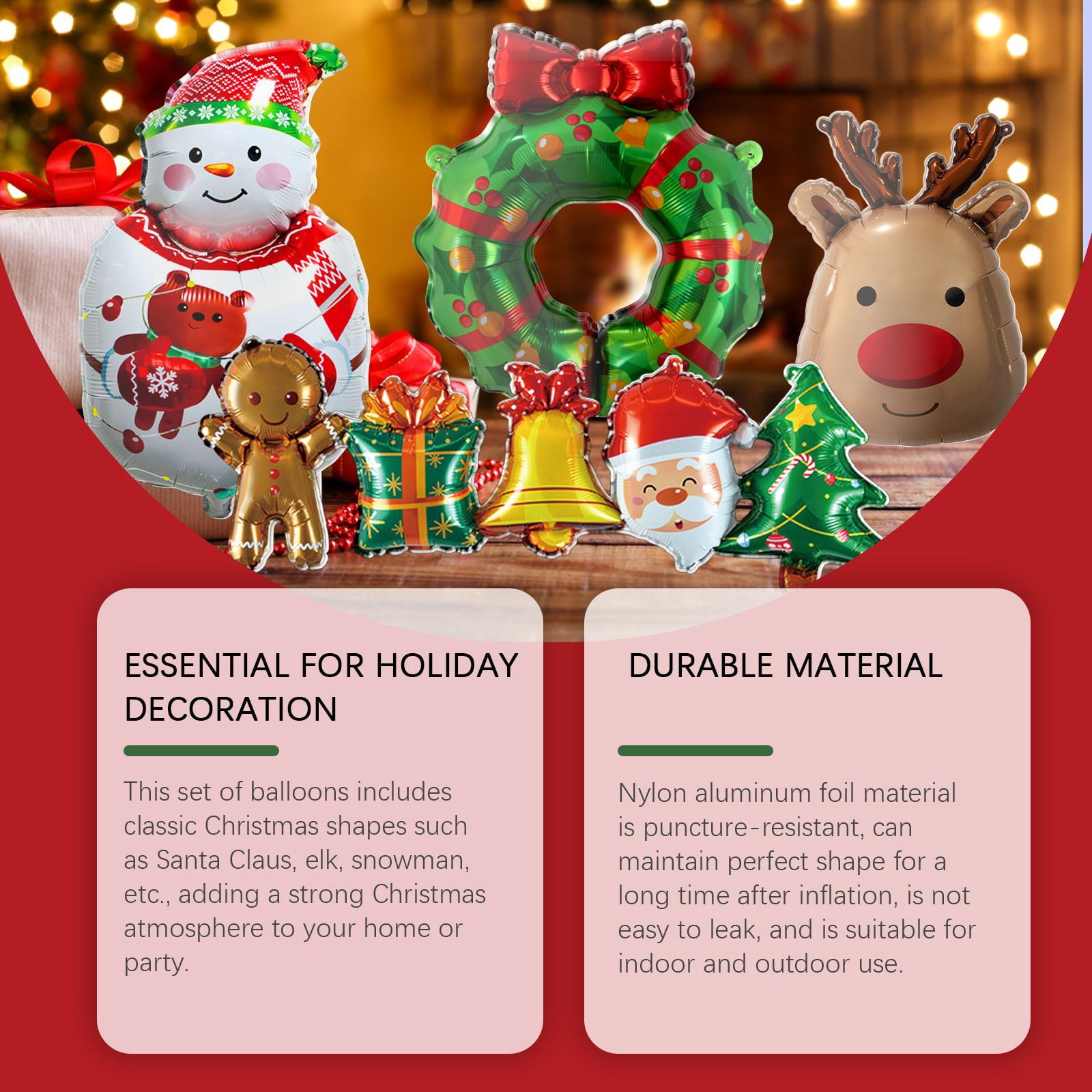 Alvantor Christmas Foil Balloons with Pump Santa Claus Reindeer Tree Party Decorations,30*31in