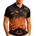 thumbnail image 3 of IAJDKMEK Halloween Men's Polo Short Sleeve Shirt - Comfortable Button-Down Knit Shirt, Lightweight Summer Shirt for Party, Daily Summer, Golf Shirt & Costume,Dark Gray L, 3 of 7