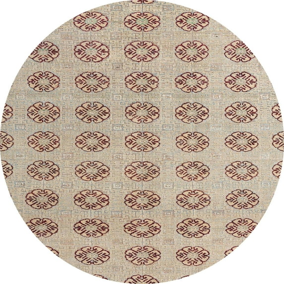 Ahgly Company Indoor Round Abstract Dark Almond Brown Abstract Area Rugs, 7' Round