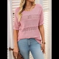 thumbnail image 4 of Suéteres de Corta para Mujer, Suéter de Cuello Redondo de Verano, Tops de Crochet. Rosa M, 4 of 10