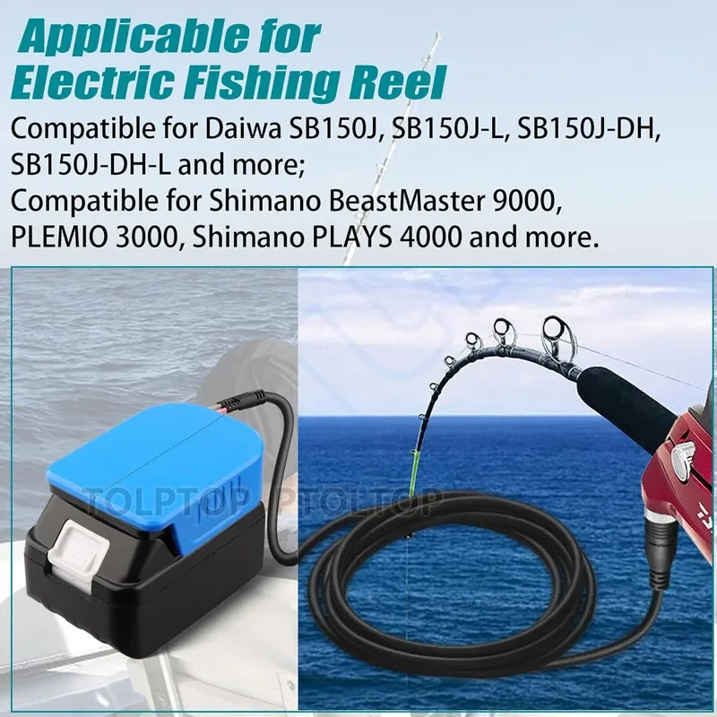 Electric Fishing Reel Battery Adapter for De*walt 20V Battery Work for Daiwa/Shimano 14.4V Power Assist Reels 750MJ under