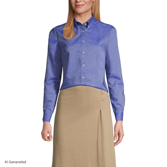 Lands' End Women's Long Sleeve Oxford Dress Shirt
