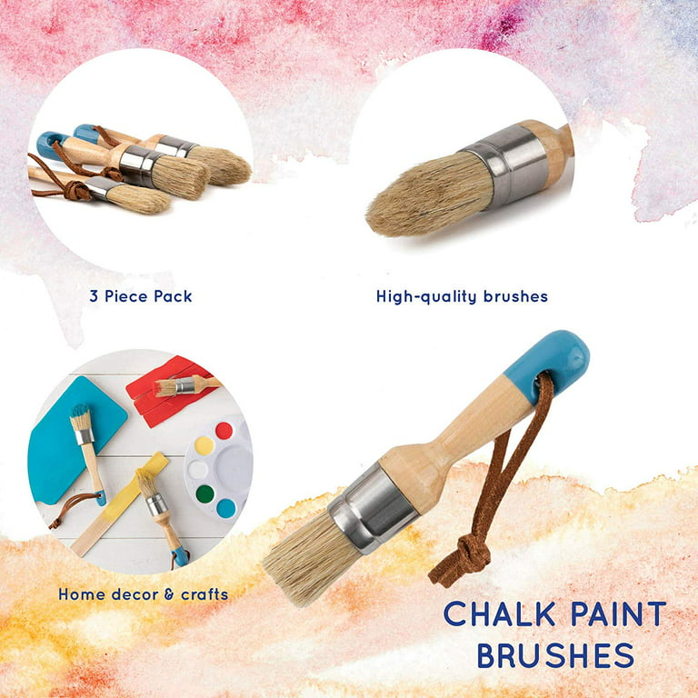 DIYARTZ Chalk & Wax Paint Brush (Set of 3) for Waxing & Painting Projects –  100% Natural Boar Bristles, Ergonomic Handles, Minimum Shedding – Smooth  Coverage for Furniture, Milk Paint & Stencil 