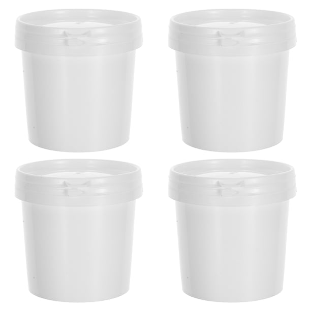 ColoMX Cubo de plástico resistente con tapa (4 unidades, 500 ml), color blanco
