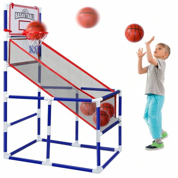 Basketball Game Set With 4 Balls, Adjustable Toy Game Sport With Storage For 3 To 6 Years Old, Kids Basketball Hoop Suited For Outdoor And Indoor