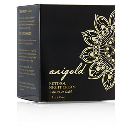 Anigold Facial night cream with Retinol, Matrixyl 3000 and 24k gold for deep wrinkles, fine lines and sun damaged skin. 1oz (Best Night Cream For Sun Damaged Skin)