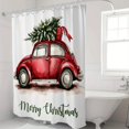 thumbnail image 1 of Cortina de ducha para Navidad, coche rojo, 180 x 180 cm, 1 of 3