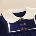 thumbnail image 3 of PENGXIANG Baby Pleated Sweater Dress Contrast Color Long Sleeves One-piece, 3 of 6