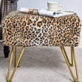 thumbnail image 5 of Home Soft Things Faux Fur Ottoman- Leopard - Gold Leg - 19x13x17", 5 of 5