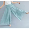 thumbnail image 7 of ZZwxWA Pants Women Fashion Wide Leg Pleated Elastic Comfy Cotton Linen Summer Vacation Cute Relaxed Fit Solid Loose Fit Long High Waist Trousers Green Free Size, 7 of 7
