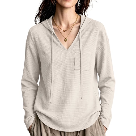 Hooded Sweatshirts for Women Casual Drawstring Solid Color Loose Fit Long Sleeve Casual Pullover Fall and Winter Hoodies
