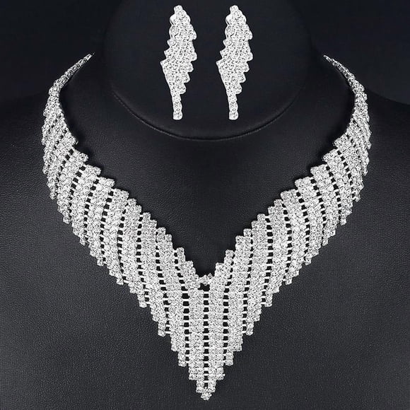 Robe de Soirée Scintillante Collier Boucle d'Oreille Bijoux pour Mariage Fête_cadeau Spécial 768
