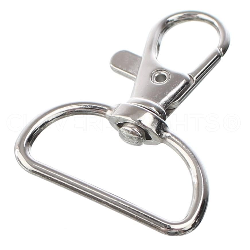 CleverDelights 1' Wide Swivel Lobster Clasps - Silver Color - 25 Pack