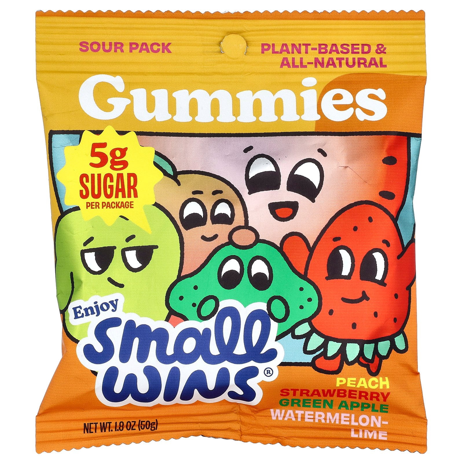 Small Wins Gluten-Free Plant-Based Easter Candy Sour Fruit Mix Gummy Chews, 1.8 oz, Bag, Pack of 6