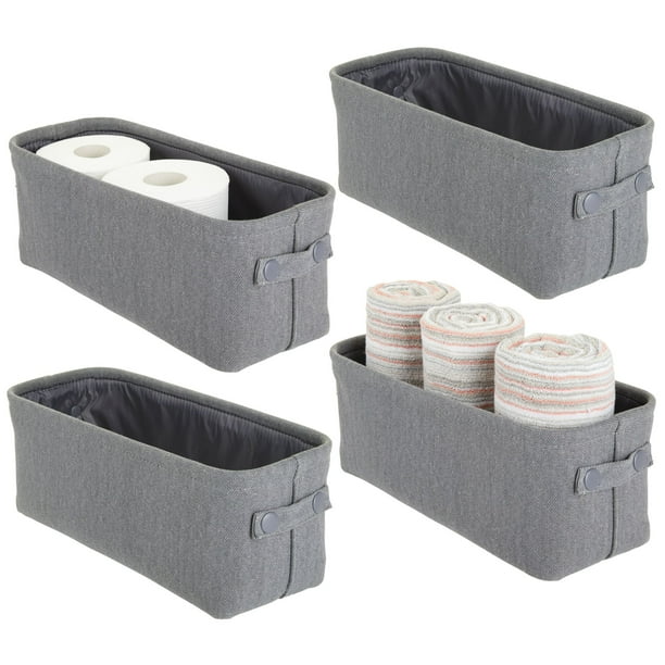 mDesign Fabric Bathroom Storage Bin, Coated Interior, Small