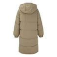 thumbnail image 5 of Women's Plus Size Knee Length Puffer Coat, Thickened Hooded Winter Parka, Oversized Down Alternative Coat, Warm Winter Jacket with Large Pockets Khaki S, 5 of 9