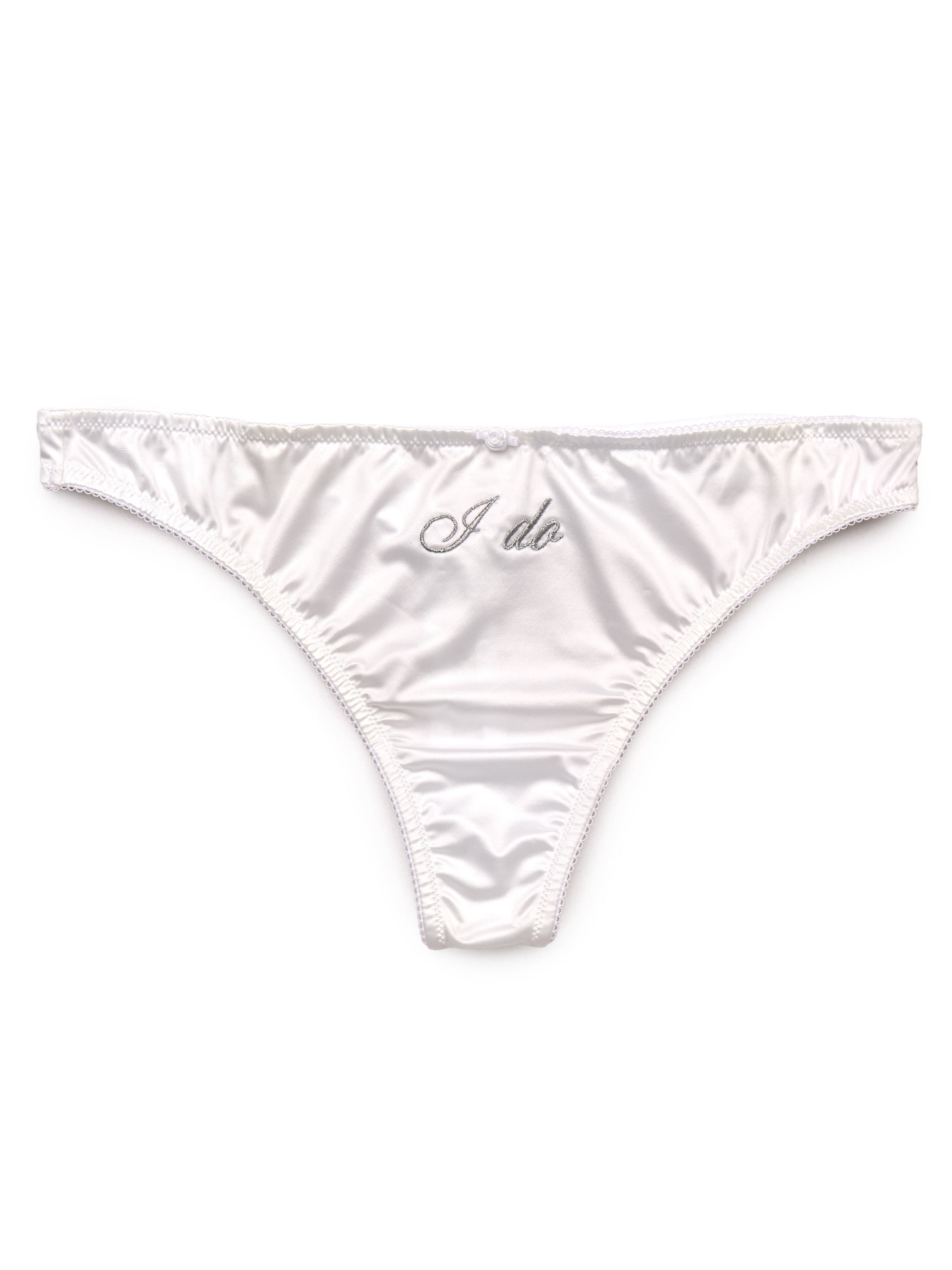 Joyspun Women's Satin Bridal Thong Panties with Lace and Picot, 2-Pack, Sizes XS-3XL