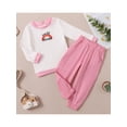 thumbnail image 3 of Qiylii Kids Girls Outfit Rainbow Embroidery O-Neck Long Sleeve Tops+ Trousers, 3 of 9