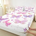 thumbnail image 3 of Homewish Dreamy Butterfly Queen Sheet Sets 4-Piece for Kids Girls, Chic Floral Flower Flat Sheet, Cute Pink Purple White Queen Fitted Sheet, Ultra Soft Home Decor, 3 of 7