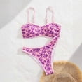thumbnail image 3 of Summer Beach Bikini Sets for Women Hawaiian Print Spaghetti Strap Sleeveless Triangle Top Tied Side Bottoms 2 Piece Tankini Outfit Purple L, 3 of 3